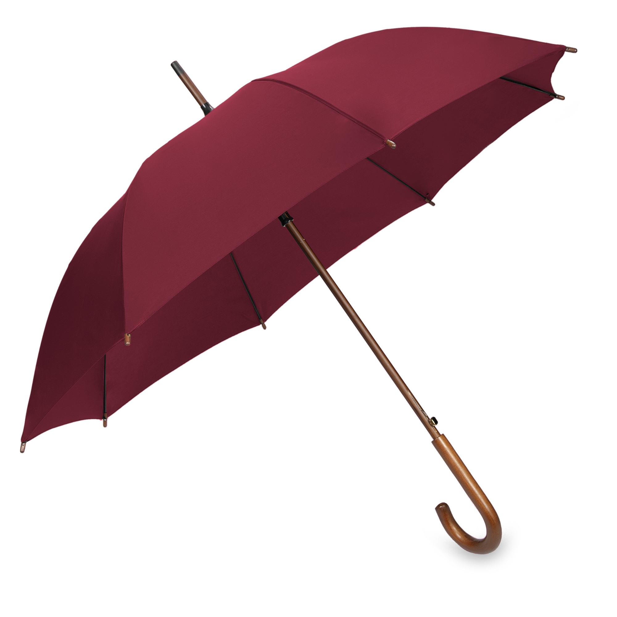 OXFORD umbrella with wooden handle Burgundy