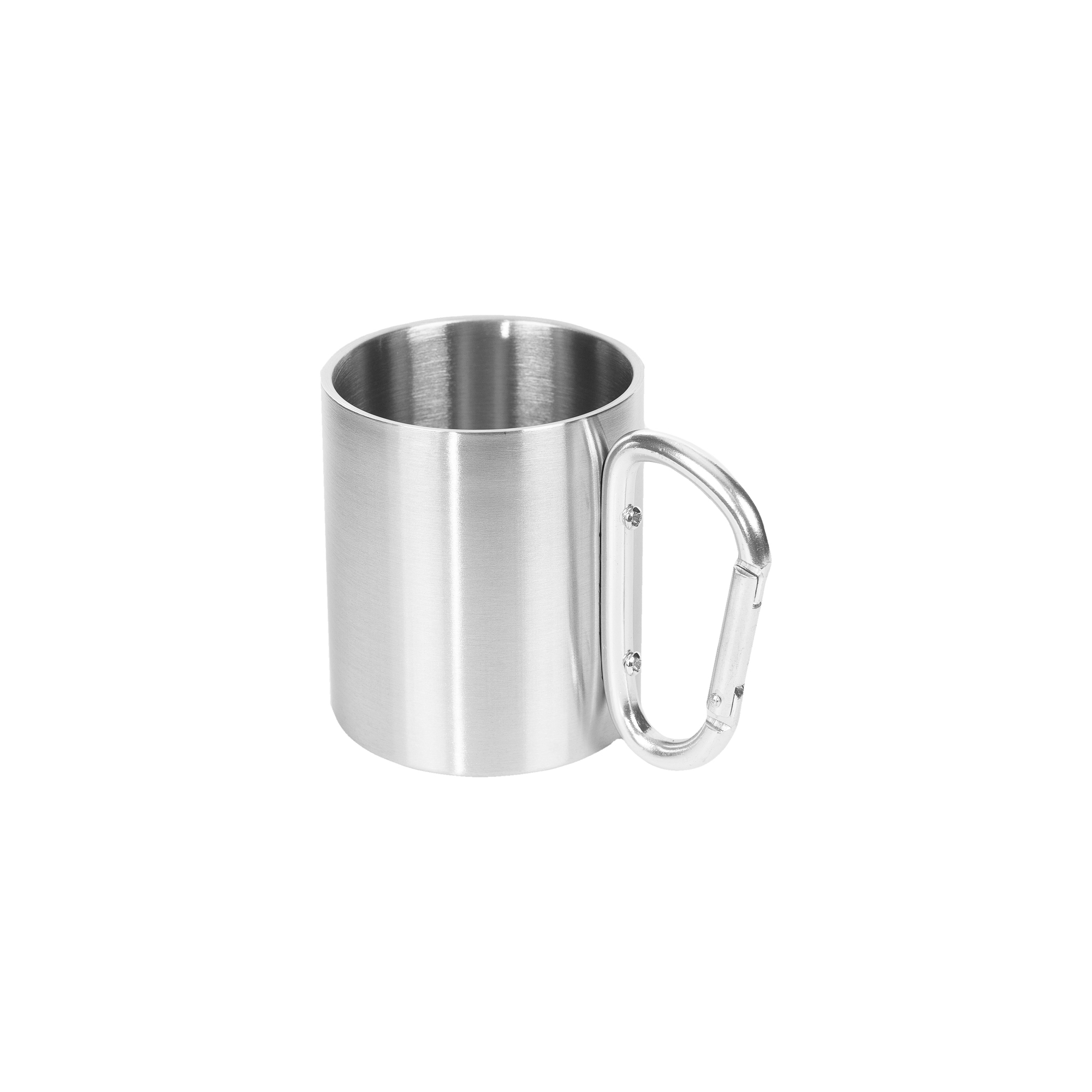 kubek-metalowy-oczko-2 MILANO Mug with carabiner handle 190 ml silver