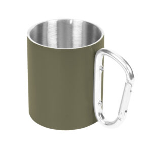 Kubek z karabińczykiem MILANO 190 ml zielony khaki