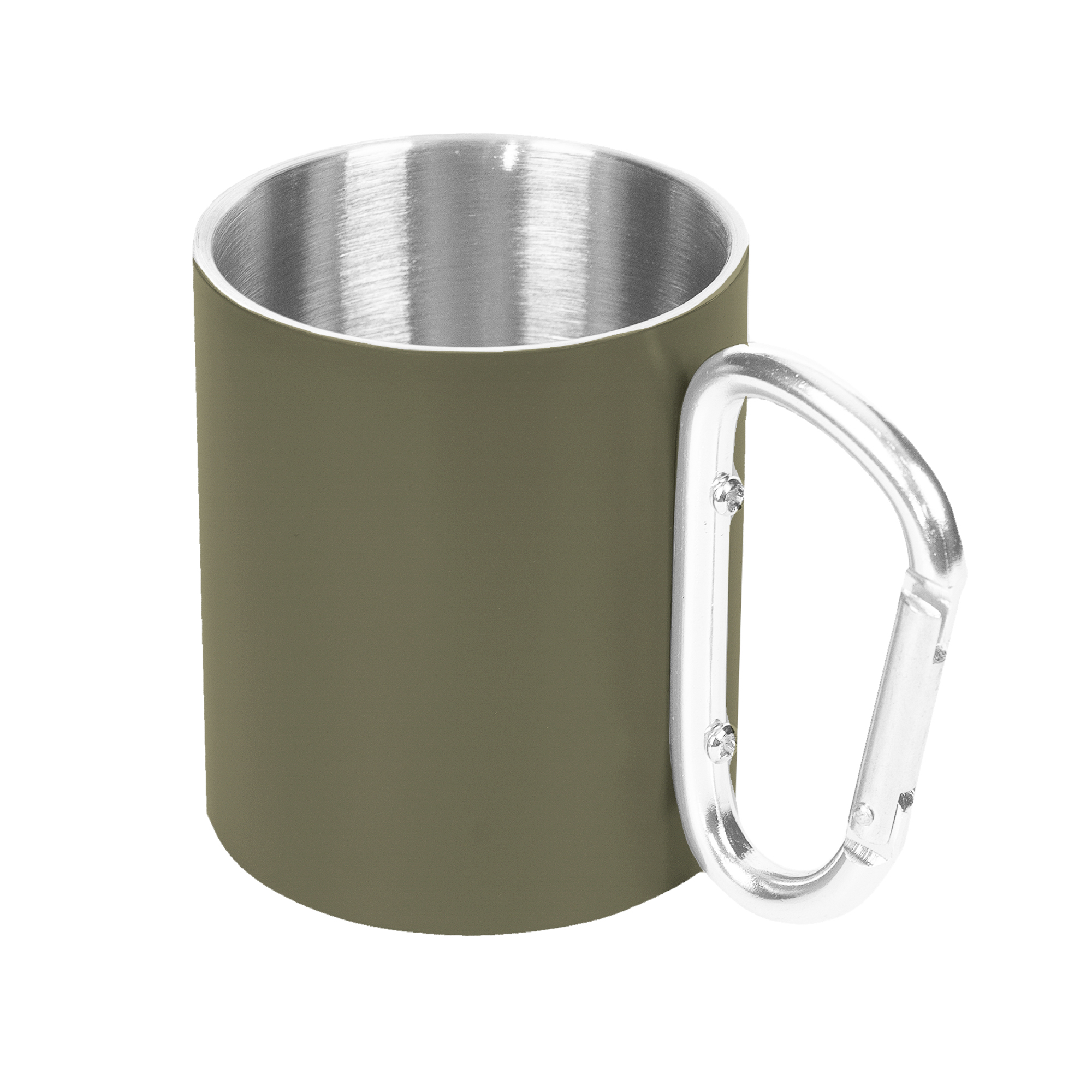 kubek-metalowy-zielonyu-oczko-2-1 Kubek z karabińczykiem MILANO 190 ml zielony khaki